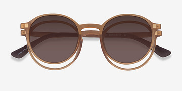 Clear Brown Hill Clip-On -  Plastique Lunettes de vue