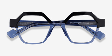 Black Clear Blue Hexed -  Acétate Lunettes de vue