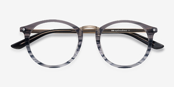 Gray Striped La Femme -  Vintage Acetate, Metal Lunettes de vue