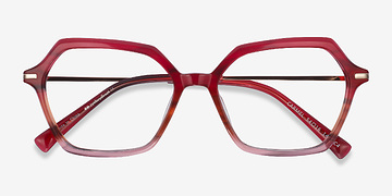 Raspberry Striped Carmel -  Mode Acetate, Metal Lunettes de vue