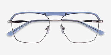 Clear Blue & Gunmetal Dynamo -  Acetate, Metal Lunettes de vue