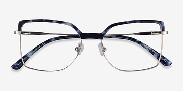 Blue Floral & Silver Further -  Acetate, Metal Lunettes de vue