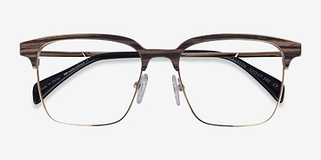 Gold & Striped Wood Evergreen -  Classiques Bois mixte Lunettes de vue